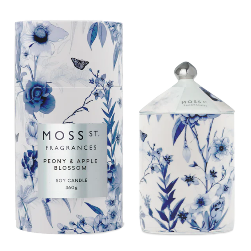 Peony & Apple Blossom Ceramic Candle 360g-Moss St. Fragrances-Shop At The Hive Ashburton-Lifestyle Store & Online Gifts