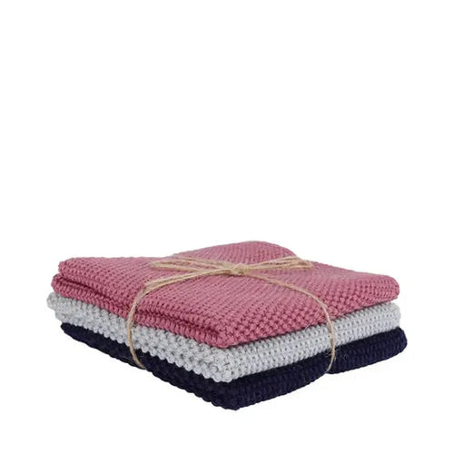 Redecker Woven Dishcloth Trio / Pink+Grey+Blue-Saison-Shop At The Hive Ashburton-Lifestyle Store & Online Gifts