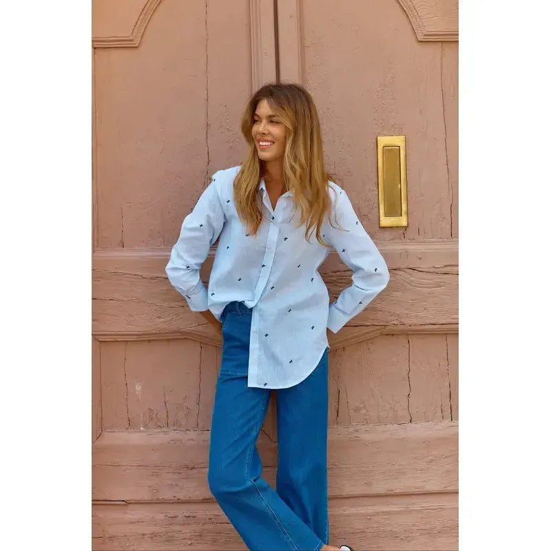 Reid Shirt / Blue Bow Stripe-Betty Basics-Shop At The Hive Ashburton-Lifestyle Store & Online Gifts