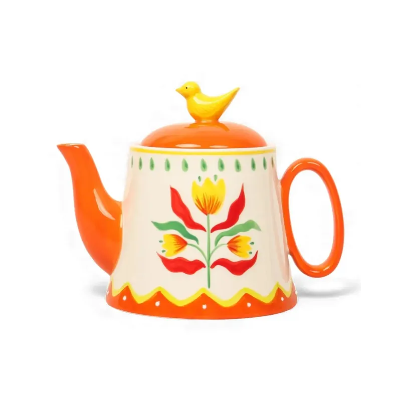 Retro Folk Stoneware Tea Pot-La La Land-Shop At The Hive Ashburton-Lifestyle Store & Online Gifts