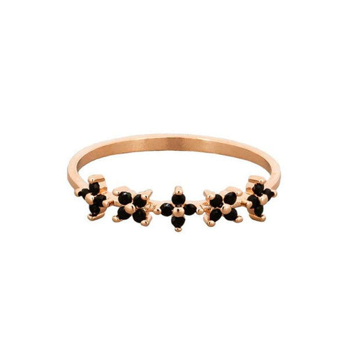 Rose Gold Black Flower Chain Ring-Tiger Tree-Shop At The Hive Ashburton-Lifestyle Store & Online Gifts