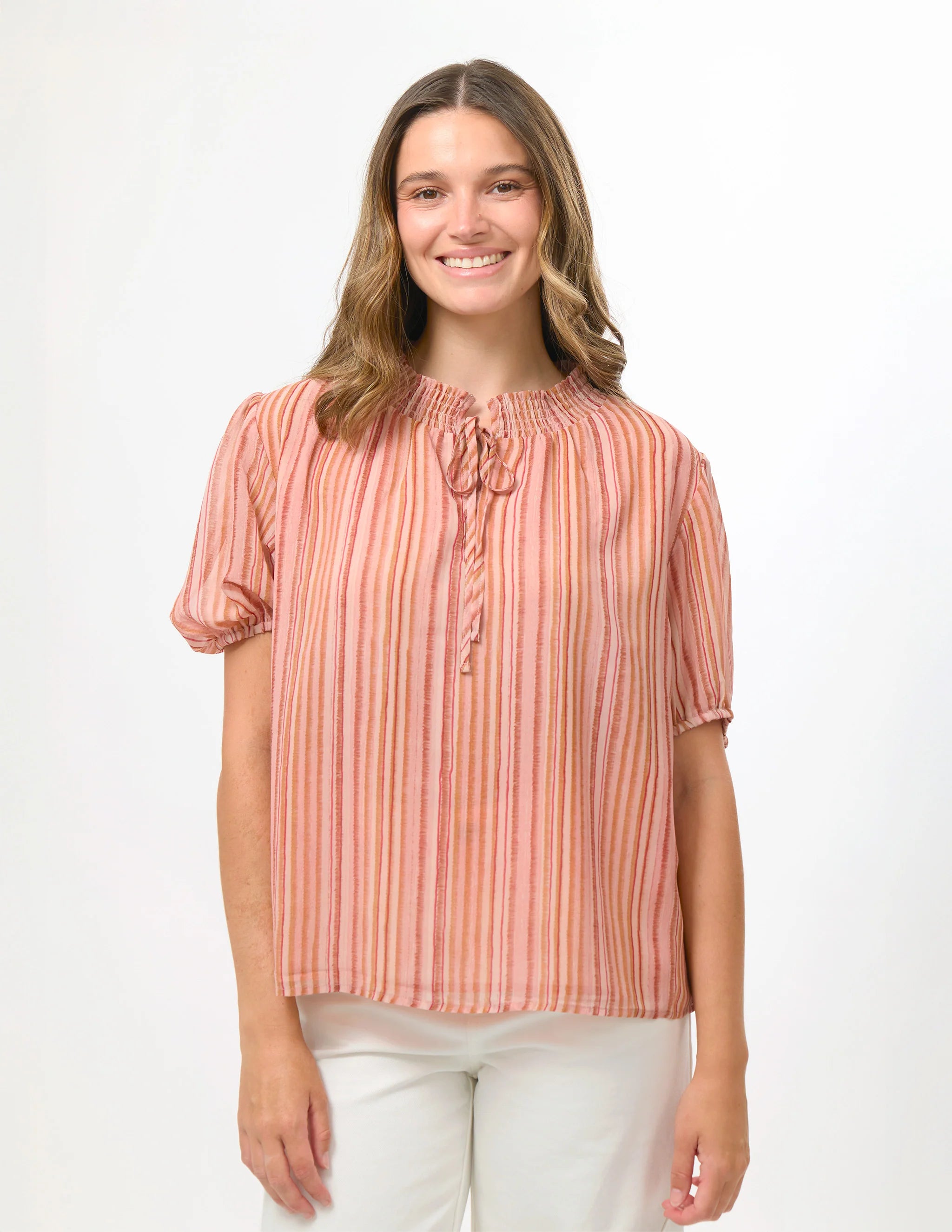 Adria Blouse / Candy Stripe-Stella + Gemma-Shop At The Hive Ashburton-Lifestyle Store & Online Gifts
