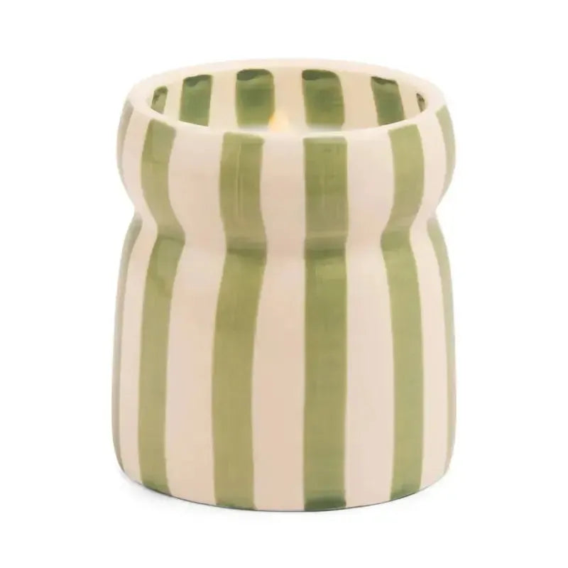 Sage Striped Ceramic Candle / Bora Bora-Paddy Wax-Shop At The Hive Ashburton-Lifestyle Store & Online Gifts