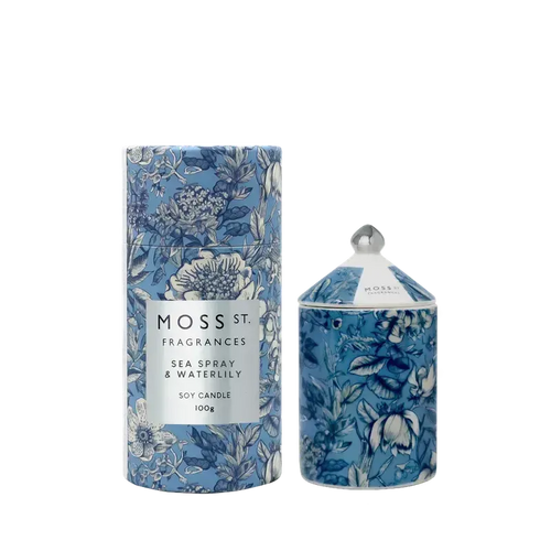 Sea Spray & Waterlily Ceramic Candle 100g-Moss St. Fragrances-Shop At The Hive Ashburton-Lifestyle Store & Online Gifts