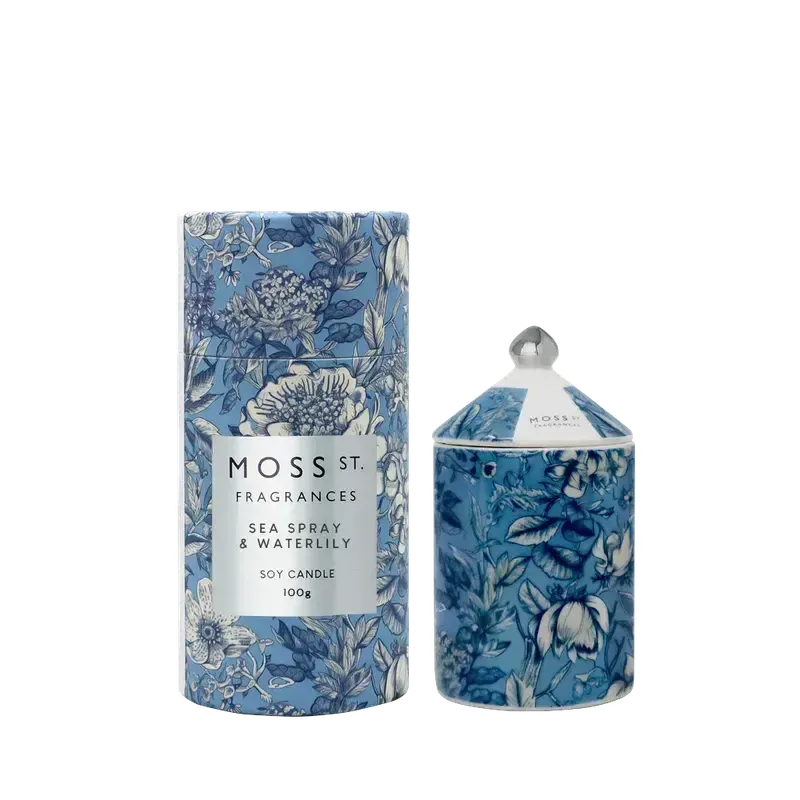 Sea Spray & Waterlily Ceramic Candle 100g-Moss St. Fragrances-Shop At The Hive Ashburton-Lifestyle Store & Online Gifts