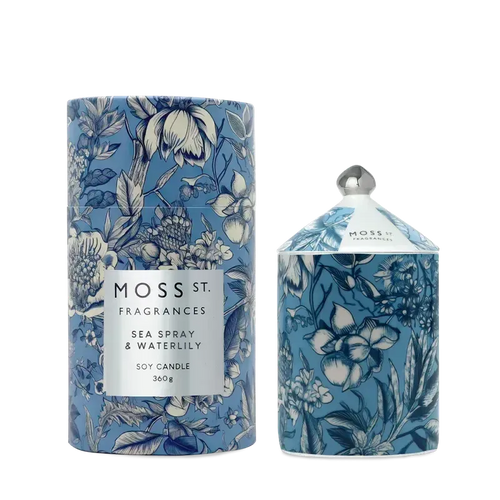 Sea Spray & Waterlily Ceramic Candle 360g-Moss St. Fragrances-Shop At The Hive Ashburton-Lifestyle Store & Online Gifts