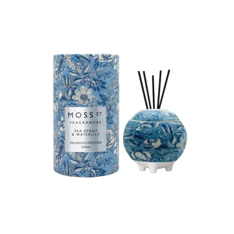 Sea Spray & Waterlily Ceramic Diffuser 100ml-Moss St. Fragrances-Shop At The Hive Ashburton-Lifestyle Store & Online Gifts