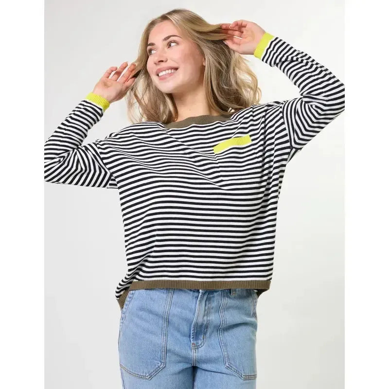 Street Pocket Jumper / Black + Lime-Stella + Gemma-Shop At The Hive Ashburton-Lifestyle Store & Online Gifts