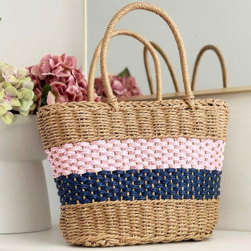 Stripe Basket / Pink+Navy-Ellis & Co-Shop At The Hive Ashburton-Lifestyle Store & Online Gifts