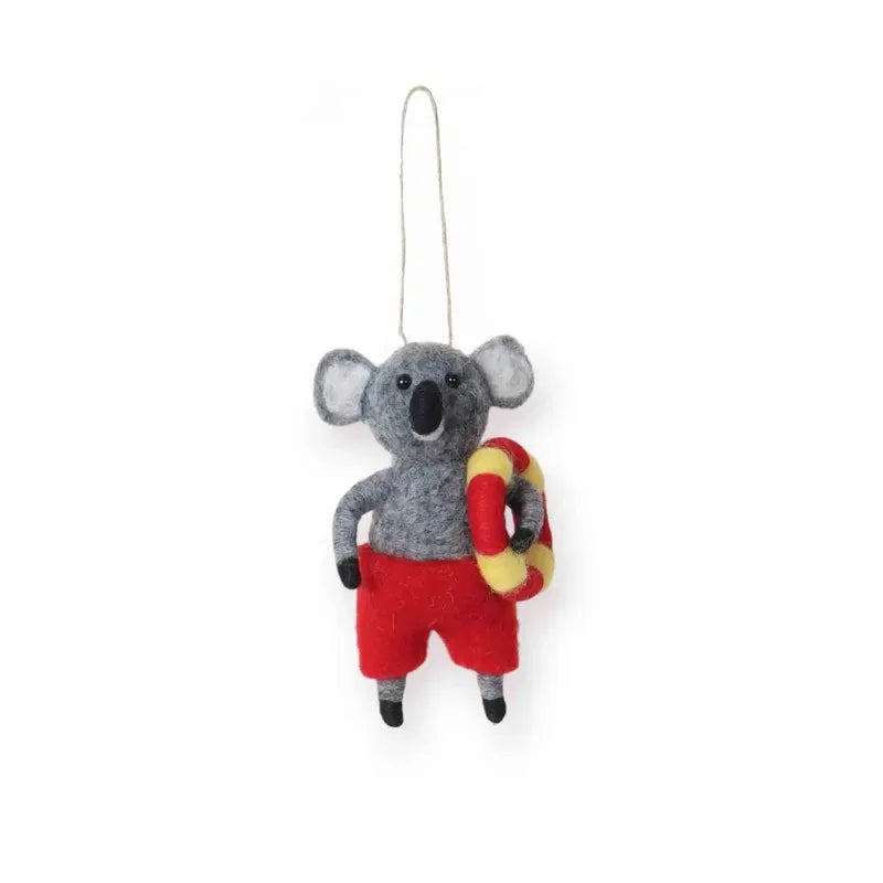 Summer Koala Felt Ornament-La La Land-Shop At The Hive Ashburton-Lifestyle Store & Online Gifts