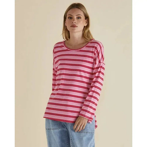 Taylor Tee / Pink+Red Stripe-Betty Basics-Shop At The Hive Ashburton-Lifestyle Store & Online Gifts