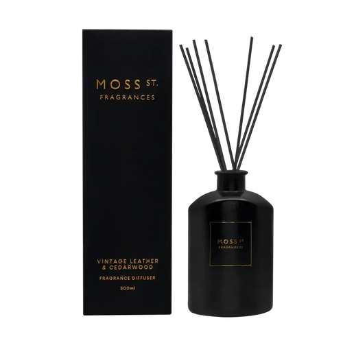 Vintage Leather & Cedarwood Fragrance Diffuser 300ml-Moss St. Fragrances-Shop At The Hive Ashburton-Lifestyle Store & Online Gifts