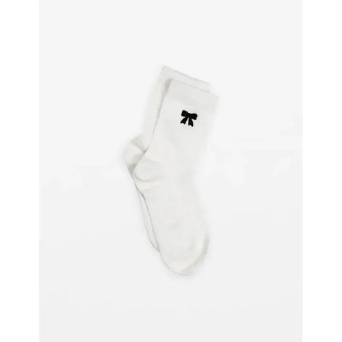 White Socks With Black Bows-Stella + Gemma-Shop At The Hive Ashburton-Lifestyle Store & Online Gifts