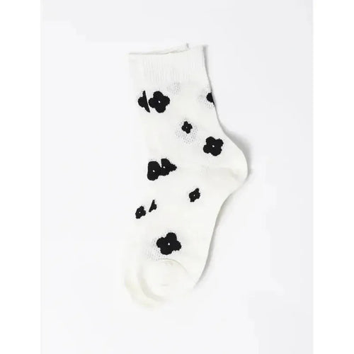 White Socks With Black Flower-Stella + Gemma-Shop At The Hive Ashburton-Lifestyle Store & Online Gifts
