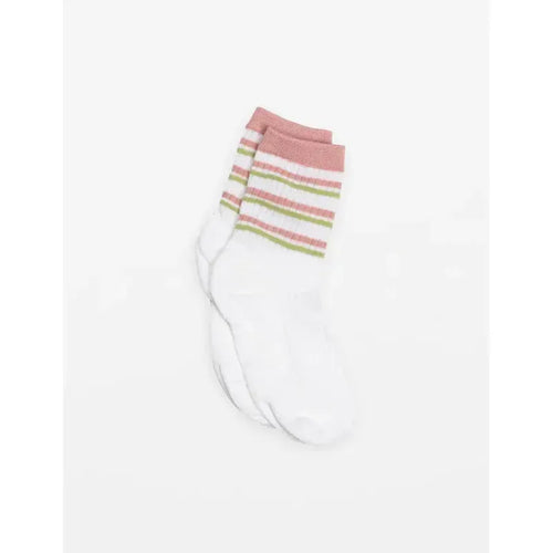 White Socks With Pink & Green Stripe-Stella + Gemma-Shop At The Hive Ashburton-Lifestyle Store & Online Gifts