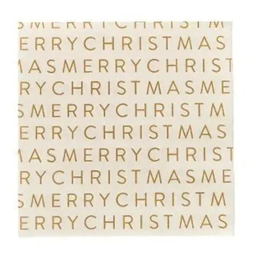 Merry Christmas Napkin / White+Gold-Coast to Coast-Shop At The Hive Ashburton-Lifestyle Store & Online Gifts