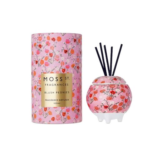 Blush Peonies Ceramic Diffuser 100ml-Moss St. Fragrances-Shop At The Hive Ashburton-Lifestyle Store & Online Gifts