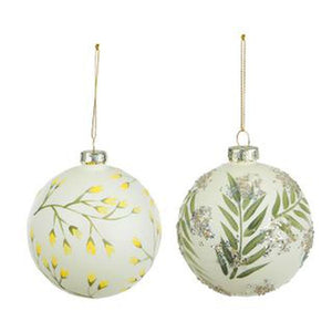 Glass Bauble White & Green-Coast to Coast-Shop At The Hive Ashburton-Lifestyle Store & Online Gifts
