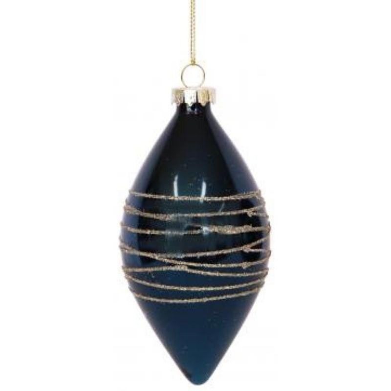 Glass Glitter Wrapped Baubles / Navy-Urban Products-Shop At The Hive Ashburton-Lifestyle Store & Online Gifts