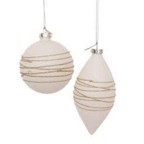 Glass Glitter Wrapped Baubles / White-Urban Products-Shop At The Hive Ashburton-Lifestyle Store & Online Gifts