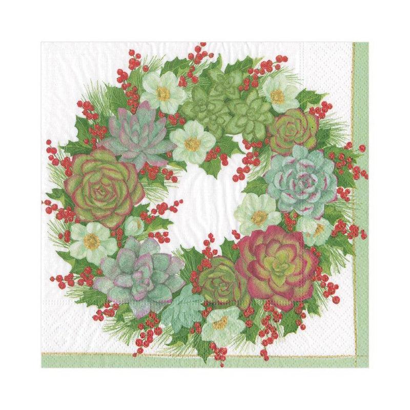 Lunch Napkins / Succulent Wreath-Caspari-Shop At The Hive Ashburton-Lifestyle Store & Online Gifts