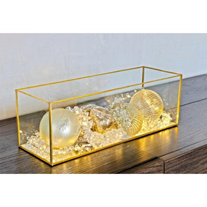 Rectangle Candle Holder glass/gold 45x15cm-Flair Gifts & Home-Shop At The Hive Ashburton-Lifestyle Store & Online Gifts
