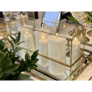 Rectangle Candle Holder glass/gold 45x15cm-Flair Gifts & Home-Shop At The Hive Ashburton-Lifestyle Store & Online Gifts