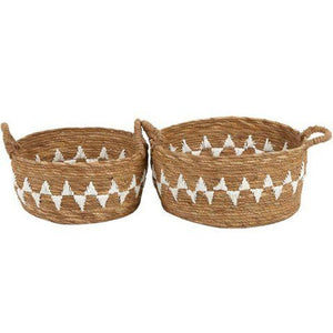 Tika Grass Baskets / Natural & White-Coast to Coast-Shop At The Hive Ashburton-Lifestyle Store & Online Gifts